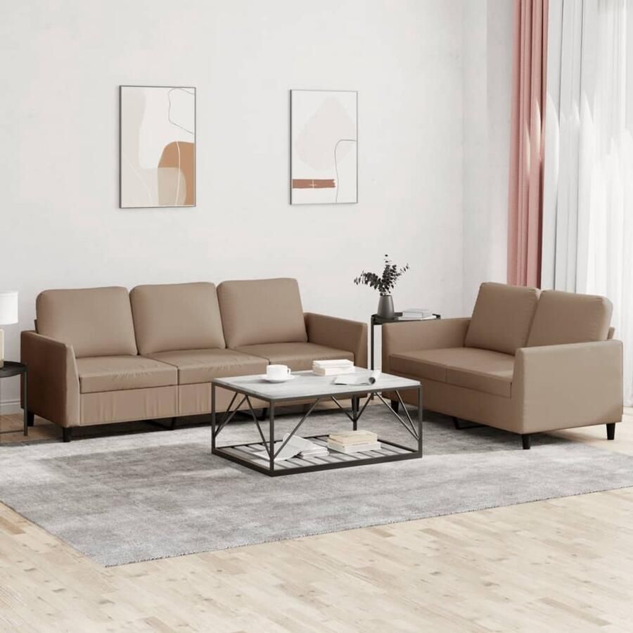VidaXL Loungeset 2-delig Kunstleer Cappuccino Loungeset Tuinmeubelen Lounge Set Buitenset Kunstleder