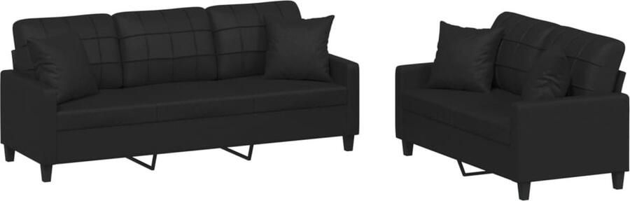 VidaXL Loungeset 2-delig Kunstleer Zwart Loungeset Tuinmeubelen Buitenset Zwarte Lounge Set Kunstleder Sofa Loungebank Zitzitting Relaxstoel