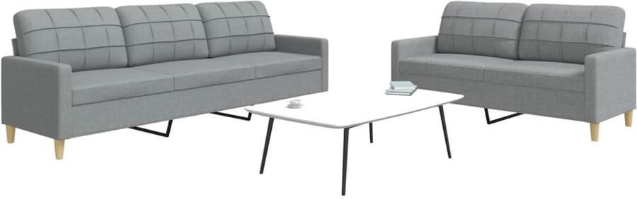VidaXL Loungeset 2-Delig Lichtgrijs Stof Loungeset Woonkamer Meubels Bankstellen 2 Persoons Bank 3 Persoons Bank