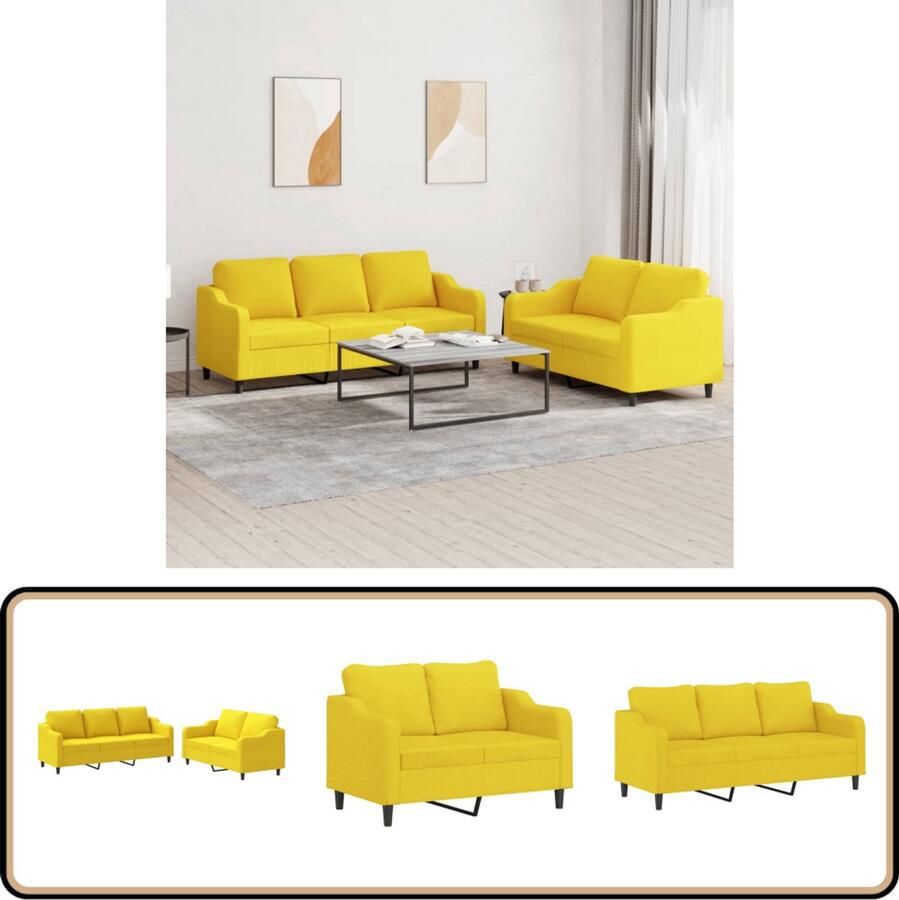 VidaXL Loungeset 2-delig met kussens Lichtgeel Loungeset Bankstel Tuinset Lounge Meubilair Zitbanken