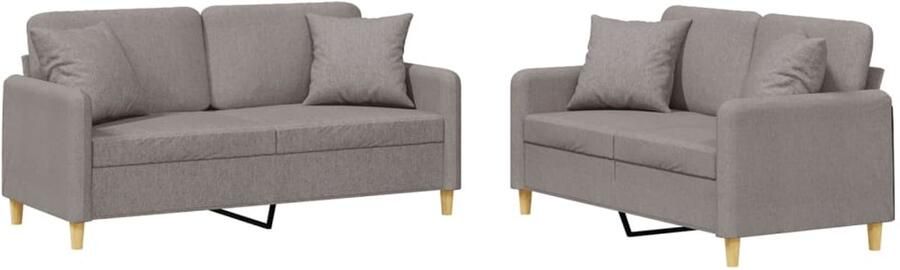 VidaXL Loungeset 2-delig met kussens Taupe Loungebank Tuinset Loungemeubilair Buitendecoratie Stoffen Bank - Foto 2