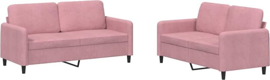 VidaXL Loungeset 2-delig Roze Fluweel Loungeset Tweezitsbank Fluweel Sofa Roze Meubels Salonset - Foto 2
