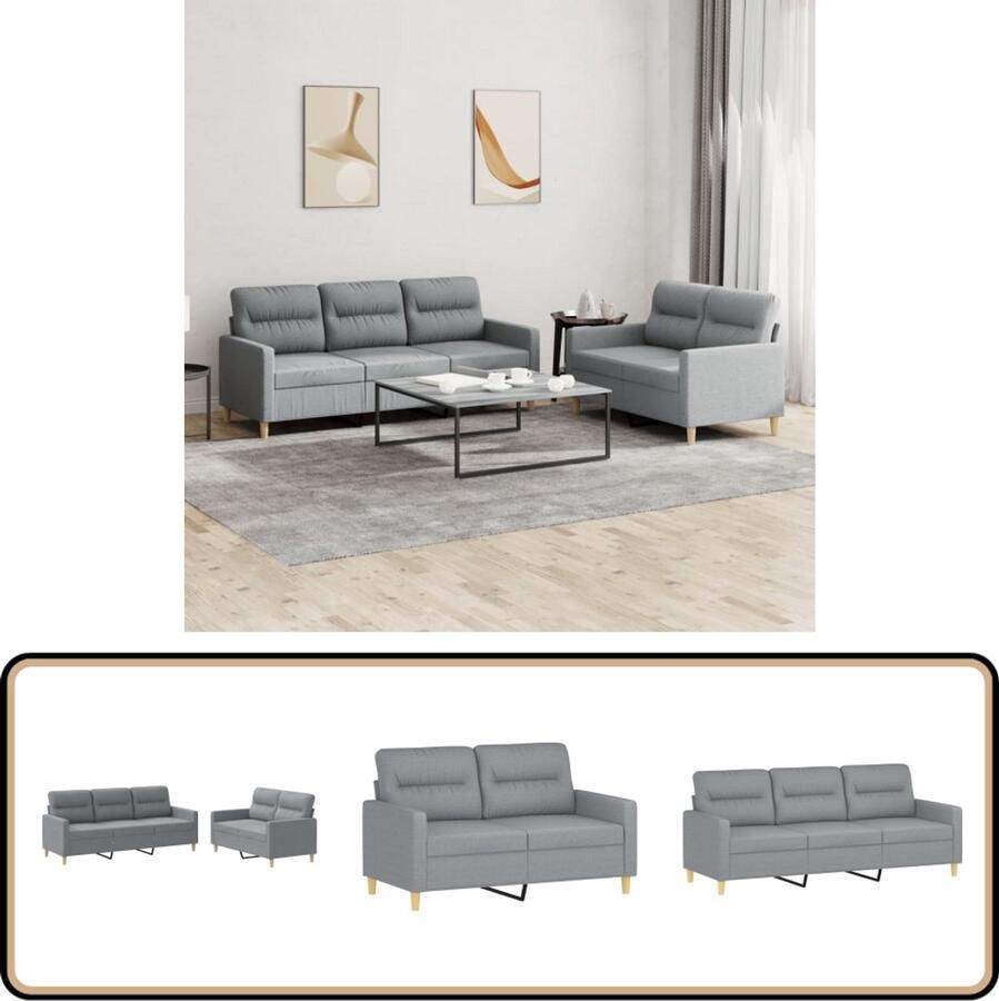 VidaXL Loungeset 2-delig Stof Lichtgrijs Loungeset Bankstel Tuinset Buitenmeubilair Grijs Sofa