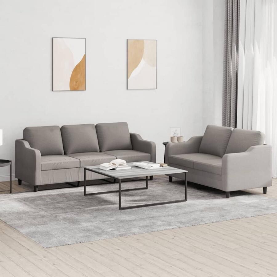VidaXL Loungeset 2-delig Taupe Inclusief kussens Loungeset Bankstel Tuinlounge Buitenbank Lounge Set