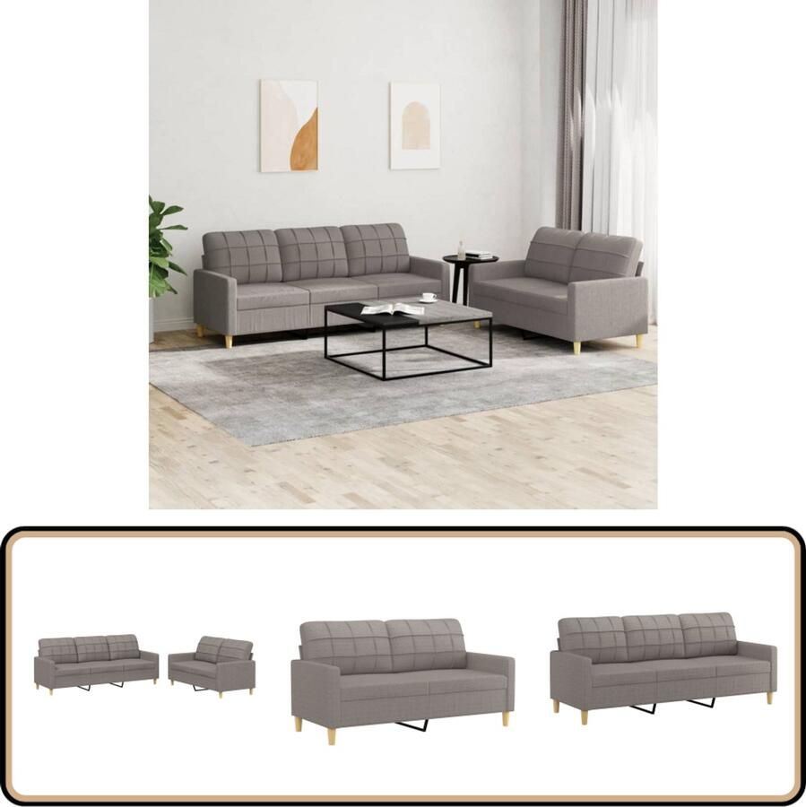 VidaXL Loungeset 2-delig Taupe Inclusief Kussens Loungeset Bankstel Tuinmeubilair Buitenleven Lounge Set