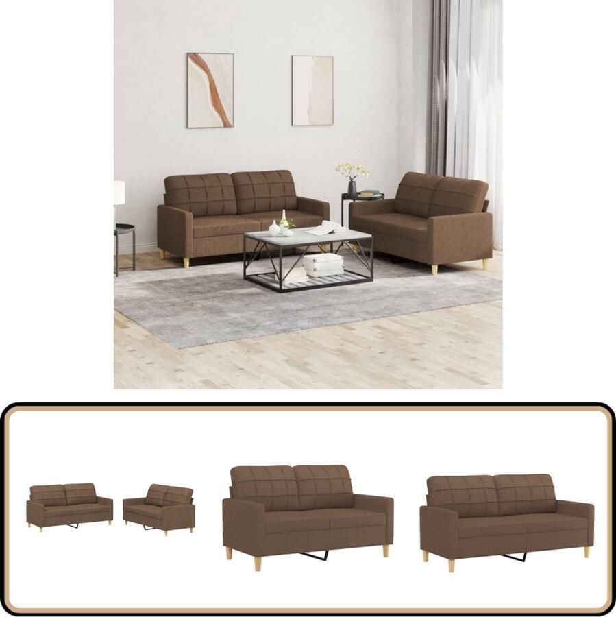 VidaXL Loungeset 2-delig Tweezitsbanken Bruin Loungeset Bankstel Bruine Bankstel 2 Persoons Bank Tuinbank