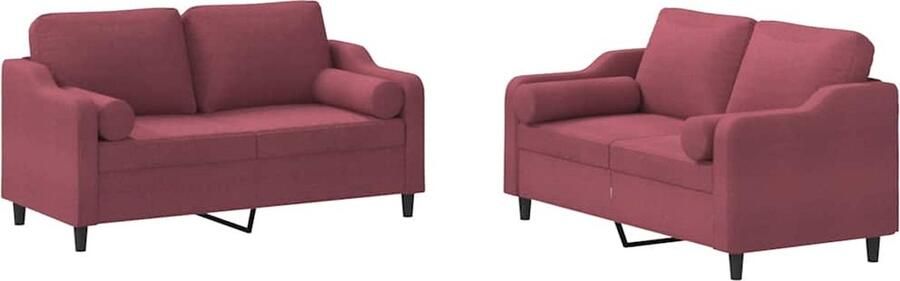VidaXL Loungeset 2-delig Wijnrood Inclusief kussens Loungeset 2 Persoons Bank Rode Bank Stoffen Bank Lounge Meubilair