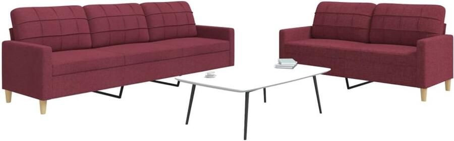 VidaXL Loungeset 2-delig Wijnrood Stof Loungeset Woonkamer Meubels Zitzitting Lounge Set Tuinlounge