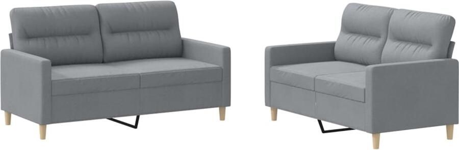 VidaXL Loungeset 2-zitsbanken met Kussens Lichtgrijs Loungeset Bankstel Buitenmeubilair Tuinlounge Licht Grijs Stoffen Lounge Set