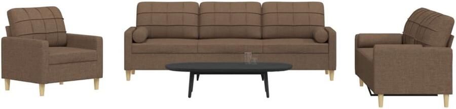 VidaXL Loungeset 3-delig Bruin Inclusief Kussens Loungebank Bruine Bank Bankstel Tuinbank Lounge Set