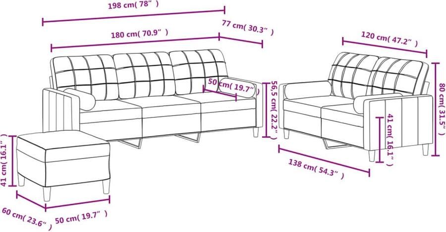 VidaXL Loungeset 3-delig Bruin Inclusief Kussens Loungeset Tuinmeubelen Buitenset Loungebank Bruine Meubels Stoffen Bank Relaxstoel