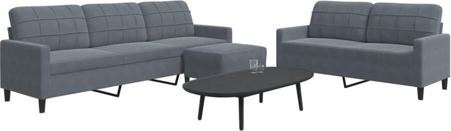 VidaXL Loungeset 3-delig Fluweel Donkergrijs Loungeset Velours Bank Donkere Bank Comfortabele Bank Zitzitting