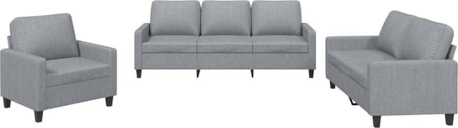 VidaXL Loungeset 3-delig Kussens Lichtgrijs Loungeset Bankstellen Tuinset Loungemeubelen Grijs Meubilair Stoffen Sofa Comfortabele Bank