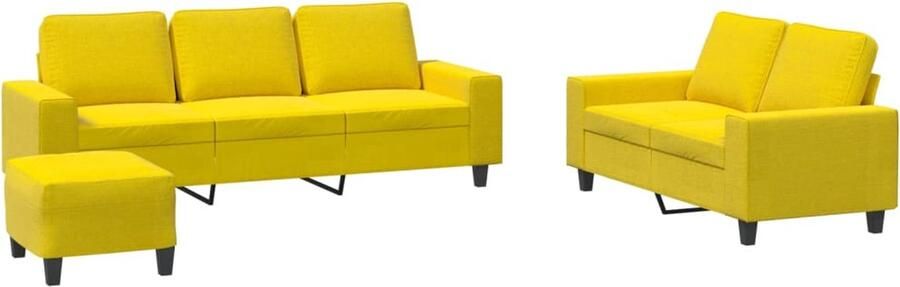 VidaXL Loungeset 3-delig Lichtgeel Stof Loungeset Sofa Bankstel Tuinset Buitenset