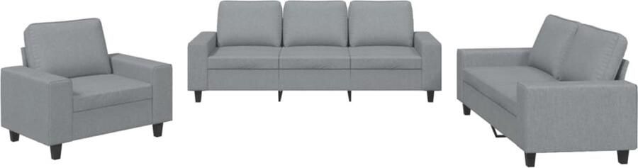 VidaXL Loungeset 3-delig Lichtgrijs Inclusief kussens Loungeset Woonkamer Meubels Bankstellen Stoffen Bank Grijze Bank