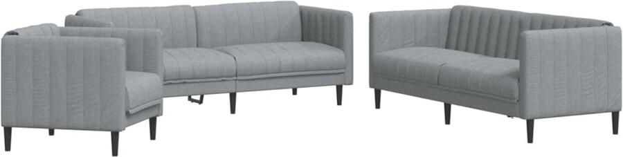 VidaXL Loungeset 3-delig Lichtgrijs Stof Loungemeubel Bankstel 2 Persoons Bank Grijze Bank Stoffen Bank