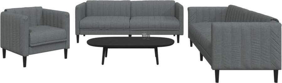 VidaXL Loungeset 3-delig Stof Donkergrijs Loungeset Bankstellen Donker Grijs Meubilair Lounge Set Tuinlounge