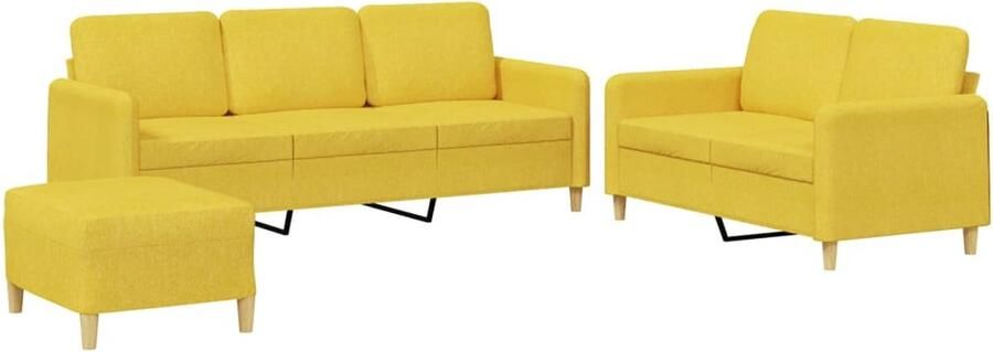 VidaXL Loungeset 3-delig Stof Lichtgeel