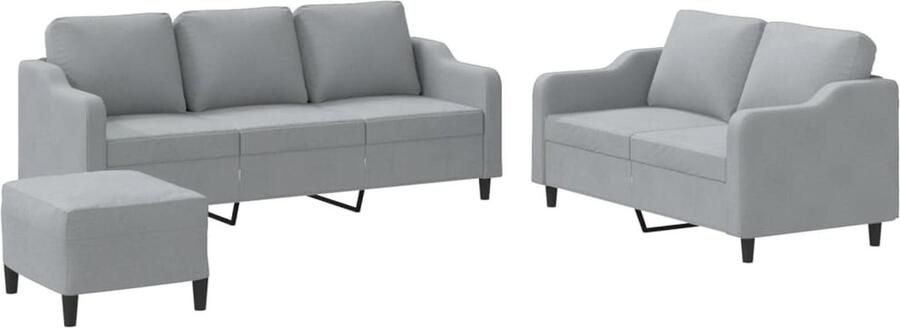 VidaXL Loungeset 3-delig Stof Lichtgrijs