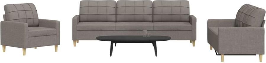 VidaXL Loungeset 3-delig Stof Taupe Loungeset Tuinlounge Buitenmeubilair Lounge Set Fauteuils