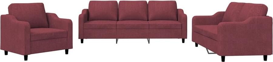 The Living Store Loungeset Wijnrood Stof Metaal Multiplex Comfortabel en Duurzaam 3-zitsbank 198x77x80cm Loungeset Tuinmeubilair Lounge Set Buiten Meubels Rood - Foto 2