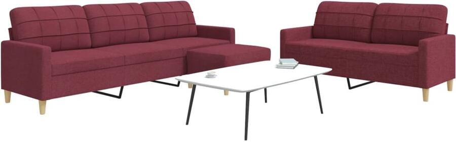 VidaXL Loungeset 3-delig Stof Wijnrood Loungeset Woonkamer Meubels Lounge Set Tuinlounge Buitenset