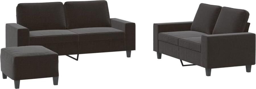 VidaXL Loungeset 3-delig Stof Zwart Loungeset Bankstel Buitenmeubel Tuinset Loungehoek