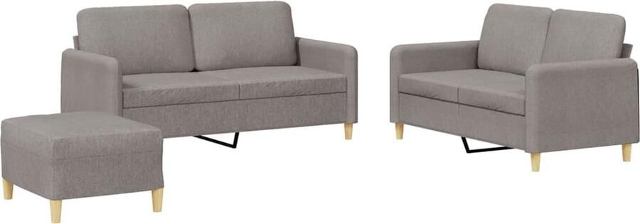VidaXL Loungeset 3-delig Taupe Inclusief Kussens Loungebank Tweezitsbank Lounge Set Fauteuils Woonkamer Meubilair