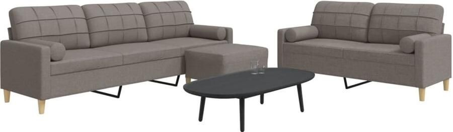 VidaXL Loungeset 3-delig Taupe Inclusief Kussens Loungeset Bankstellen Tuinlounge Lounge Set Buitenset