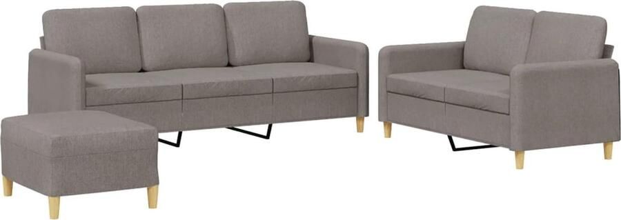 VidaXL 3-delige Loungeset met kussens stof taupe