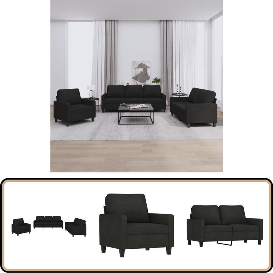 VidaXL Loungeset 3-delig Zwart Inclusief Kussens Loungeset Zwarte Lounge Set Lounge Meubilair Tuinmeubelen Buitenset Loungebank Zitzitting Relaxen