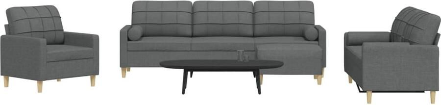 VidaXL Loungeset 4-delig Donkergrijs Stof Loungebank Woonkamer Meubels Lounge Set Zitzitting Bankstellen