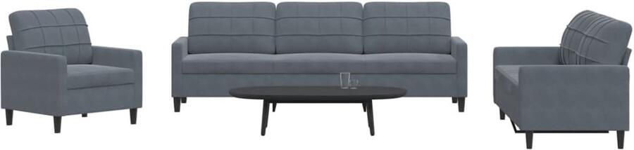 VidaXL Loungeset 4-delig Fluweel Donkergrijs Loungebank Bankstel Velours Bank Donkere Bank Moderne Bank