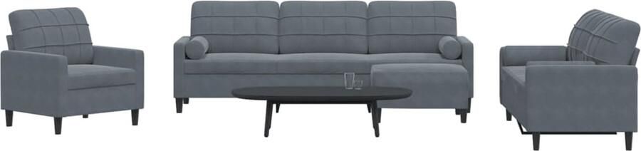 VidaXL Loungeset 4-delig Fluweel Donkergrijs Loungeset Donker Grijs Velours Bankstel Salonset