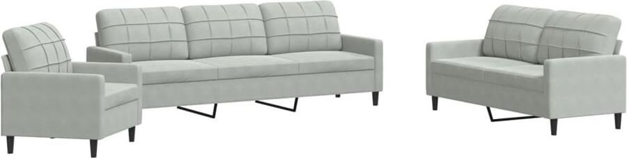 VidaXL Loungeset 4-delig Fluweel Lichtgrijs Inclusief Kussens Loungeset Woonkamer Meubels Bankstellen Fluweel Sofa Lounge Suite