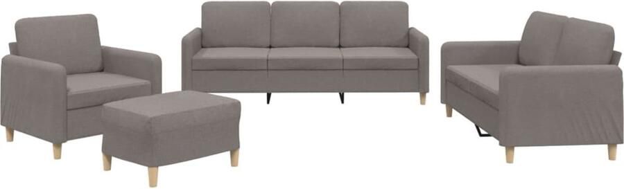 VidaXL Loungeset 4-delig Inclusief kussens Taupe Loungebank Tuinset Loungemeubel Relaxfauteuil Hoekbank