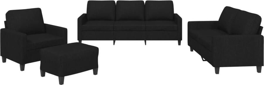 VidaXL Loungeset 4-delig Inclusief Kussens Zwart Loungeset Buitenset Tuinset Lounge Meubels Loungebank