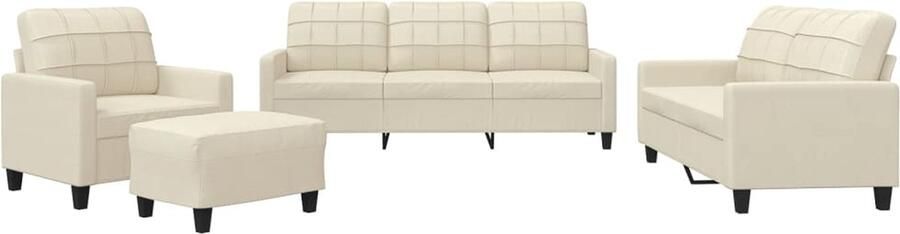VidaXL Loungeset 4-delig Kunstleer Crème Loungeset Tuinset Buitenset Lounge Meubels Kunstleder Sofa