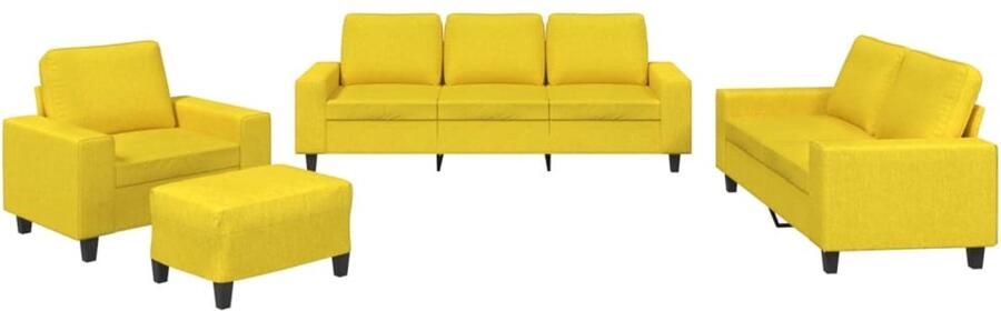 VidaXL Loungeset 4-delig Lichtgeel Inclusief kussens Loungebank Sofa Tuinset Lounge Set Bankstellen