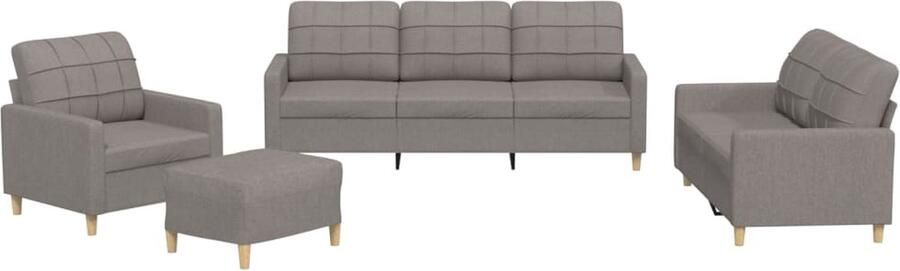 VidaXL Loungeset 4-delig met kussens Taupe Loungeset Bankstel Loungemeubilair Tuinset Stoffen Sofa