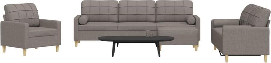VidaXL Loungeset 4-delig Taupe Inclusief kussens Loungebank Lounge Set Buitenset Tuinset Relaxfauteuil