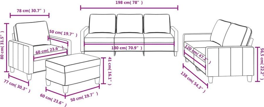 VidaXL Loungeset 4-delig Wijnrood Inclusief kussens Loungeset Loungemeubilair Buitenset Tuinset Rood Meubilair