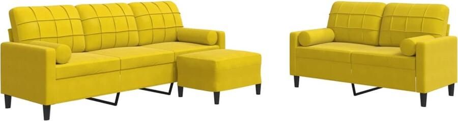 VidaXL Loungeset Fluweel Geel 3-delig Loungeset Fluweel Sofa Lounge Meubels Salonset Bankstellen