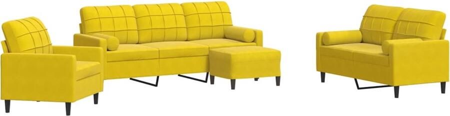 VidaXL Loungeset Fluweel Geel 4-delig Loungeset Fluweelb Bank Gele Bank Loungebank Bankstel