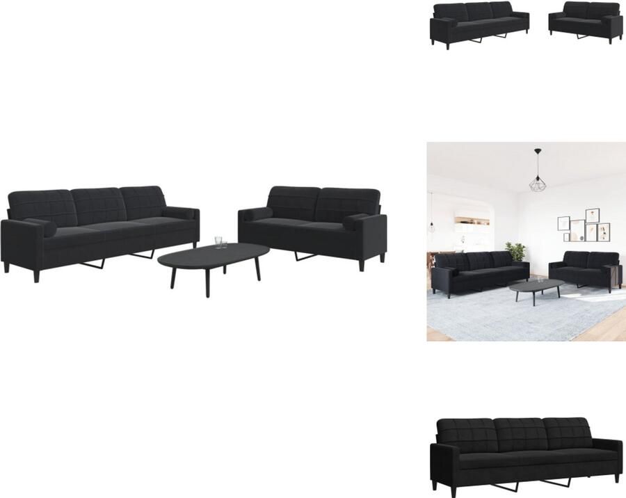VidaXL Loungeset Loungesets Bankstel Bankenset 2-delige Loungeset met kussens en bolsters fluweel zwart