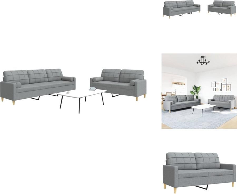 VidaXL Loungeset Loungesets Bankstel Bankenset 2-delige Loungeset met sierkussens stof lichtgrijs