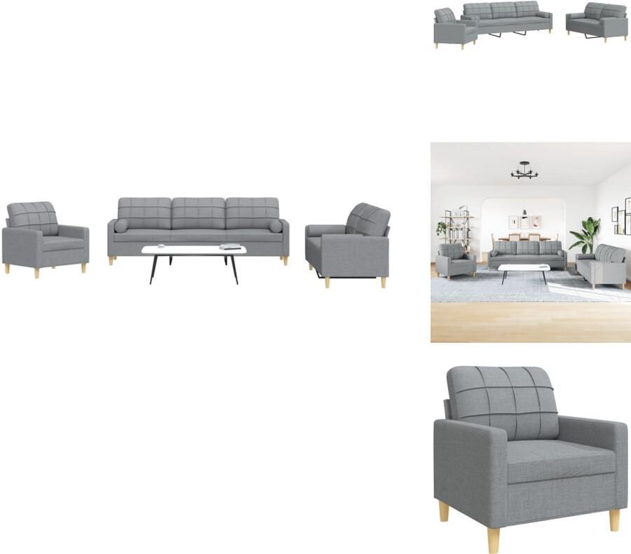 VidaXL Loungeset Loungesets Bankstel Bankenset 3-delige Loungeset met sierkussens stof lichtgrijs