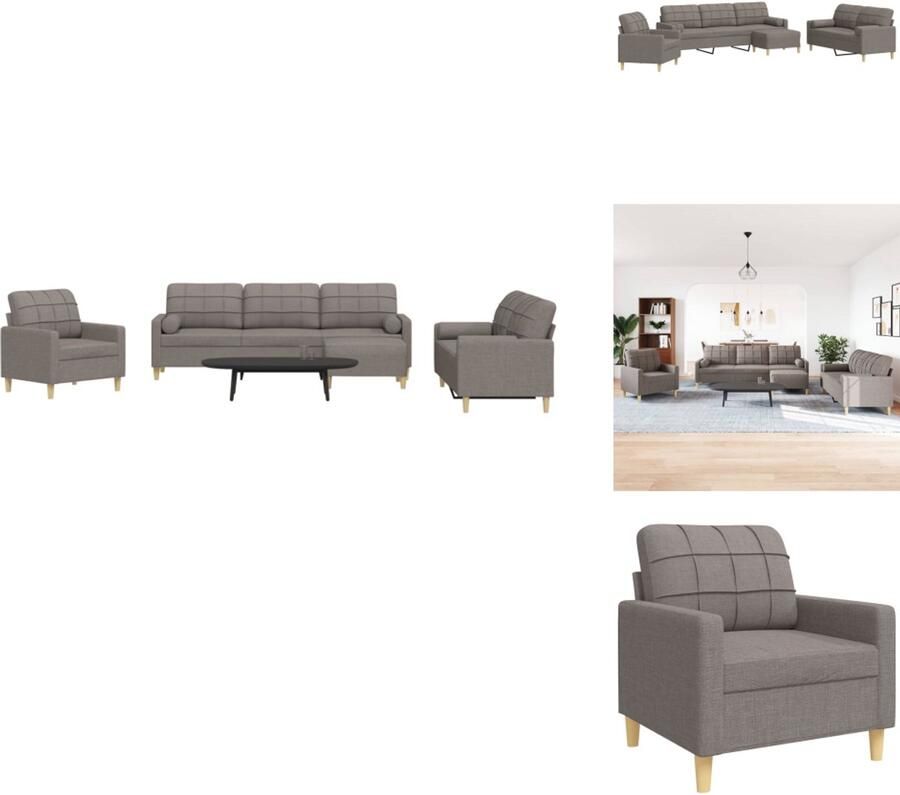VidaXL Loungeset Loungesets Bankstel Bankenset 4-delige Loungeset met voetenbank en kussens stof taupe