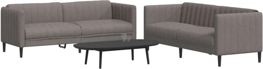 VidaXL Loungeset Taupe 2-zits en 3-zits banken Loungeset Tweezitsbank Driezitsbank Fauteuils Tuinmeubel