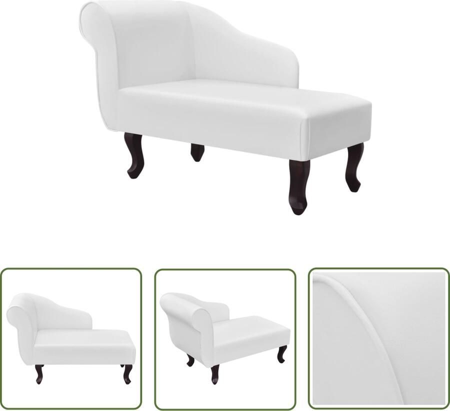The Living Store Chaise longue kunstleer wit Chaise Lounge Loungestoel Relaxfauteuil Lederlook Wit Meubilair - Foto 2